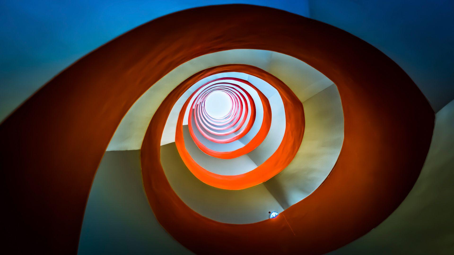 1920x1080 Spiral staircase, Mediapark in Cologne, Germany. Windows 10 Spotlight Image