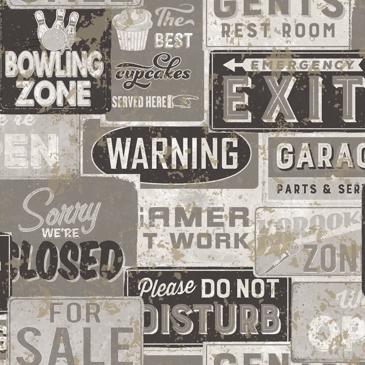 1200x1200 Wallpaper with Vintage Collage Plates Black, Grey and White Friends & Coffee 5620: Amazon.co.uk: DIY & Tools