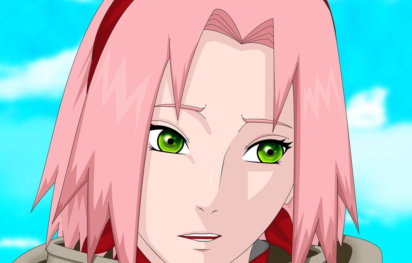 1332x850 Wallpaper girl, game, Naruto, Sakura, pink hair, sky, green eyes, anime, cloud, short hair, pretty, face, ninja, asian, cute, manga image for desktop, section сёнэн