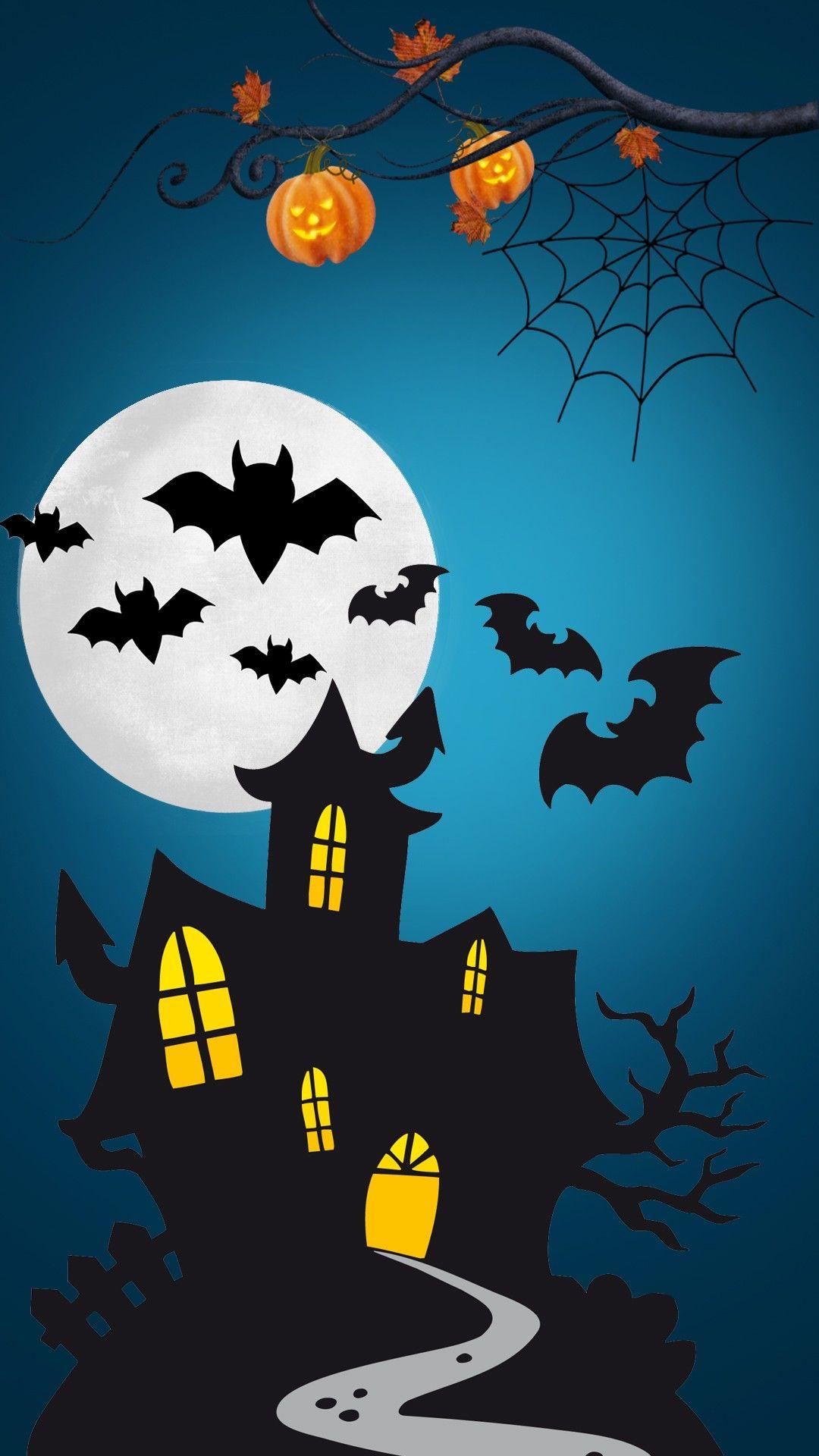 1080x1920 Spooky House Cartoon Wallpaper