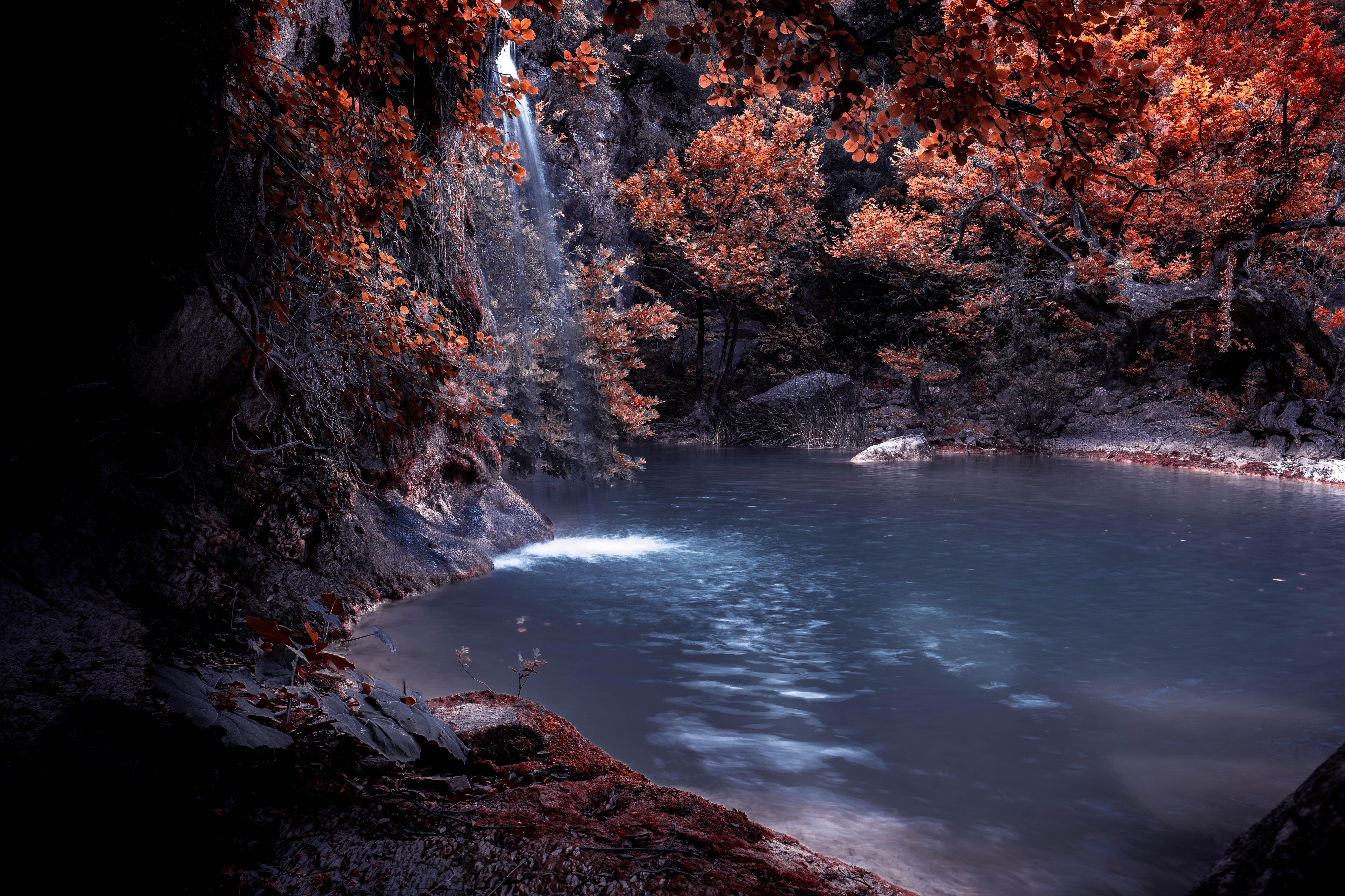 6000x4000 The Blue Lagoon Lake Waterfall Nature Forest Water 5k, HD Nature, 4k Wallpaper, Image, Background, Photo and Picture
