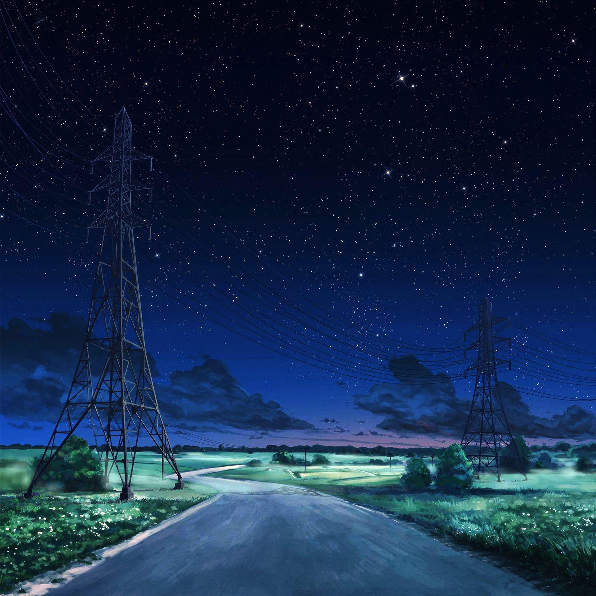 2048x2048 Night sky star blue illustration art iPad Pro Wallpaper Free Download