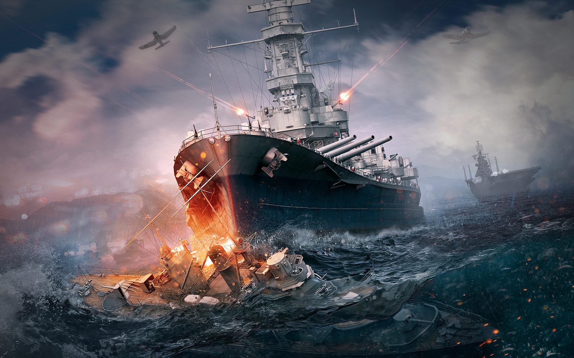 1920x1200 wallpaper world of warship, ship, explosion HD : Widescreen : High
