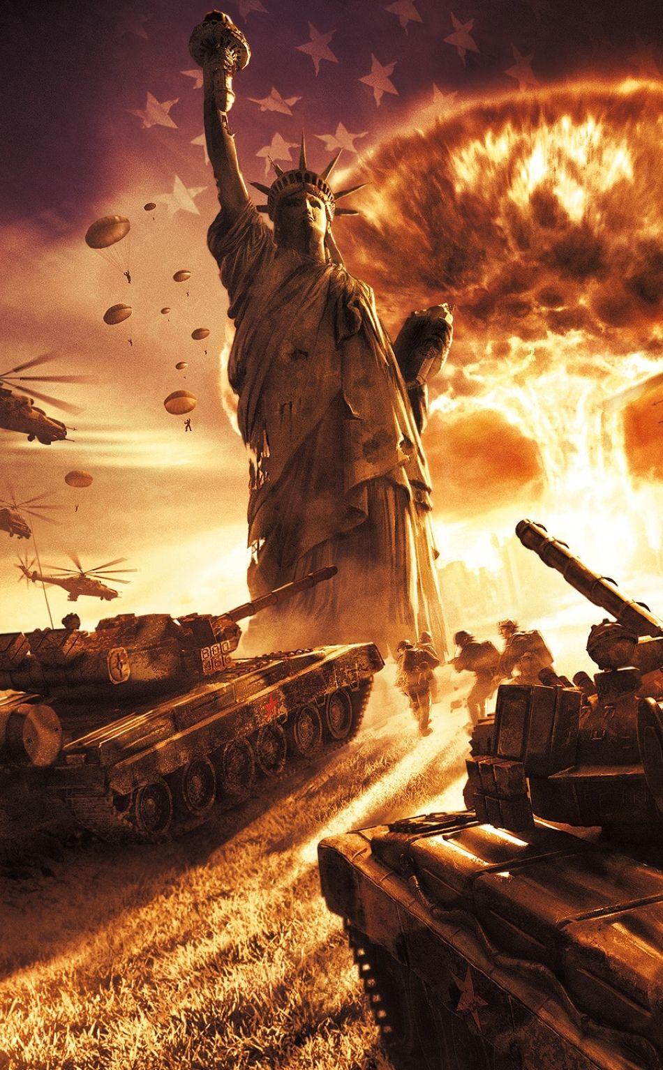 950x1534 Download World In Conflict, Explosion, Statue Of Liberty 950x1534