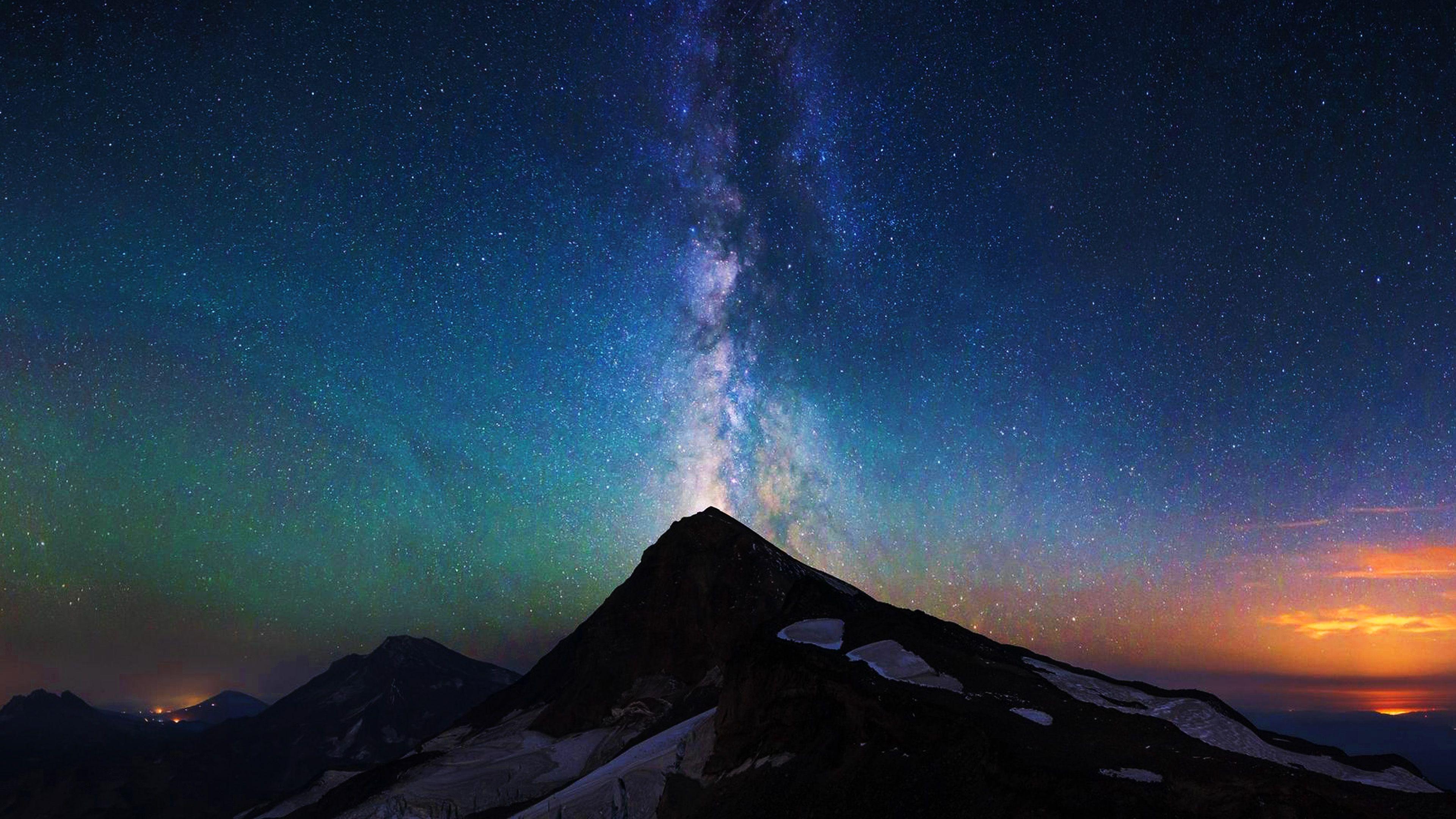 3840x2160 wallpaper for desktop, laptop. mountain aurora sky night star nature milky way