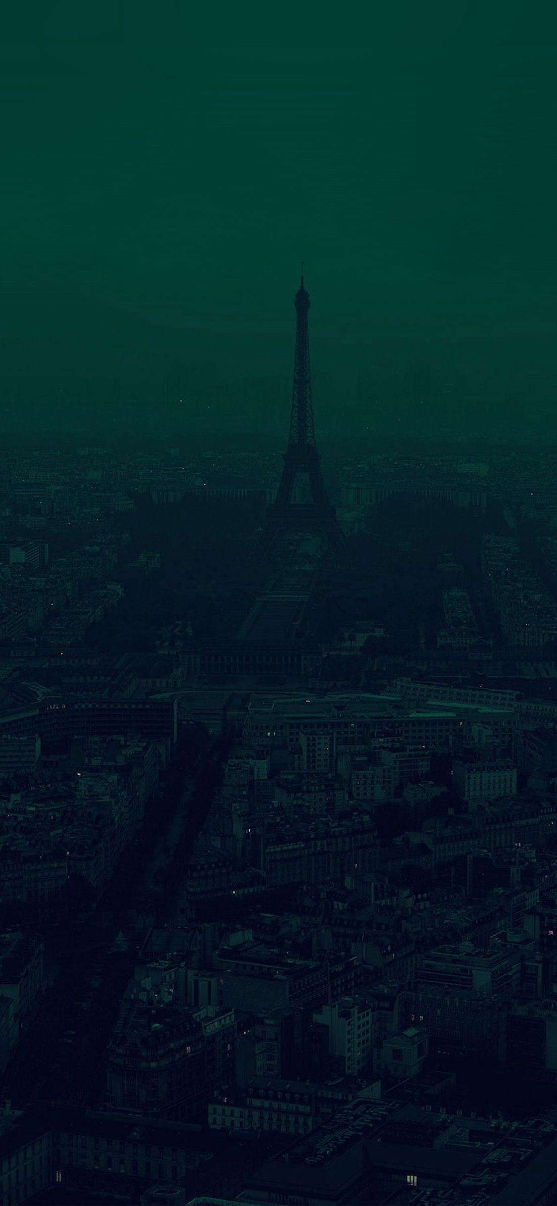 1125x2436 Paris Dark Green City Illustration Art Via For I. Dark Green Aesthetic, Dark Green Wallpaper, Black Aesthetic Wallpaper