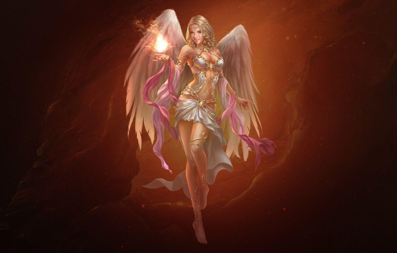 1332x850 Wallpaper Stars, Fire, Blonde, Space, Nebula, Angel, Style, Magic, Dress, Wings, Fire, Art, Beautiful, Stars, Space, Art image for desktop, section фантастика