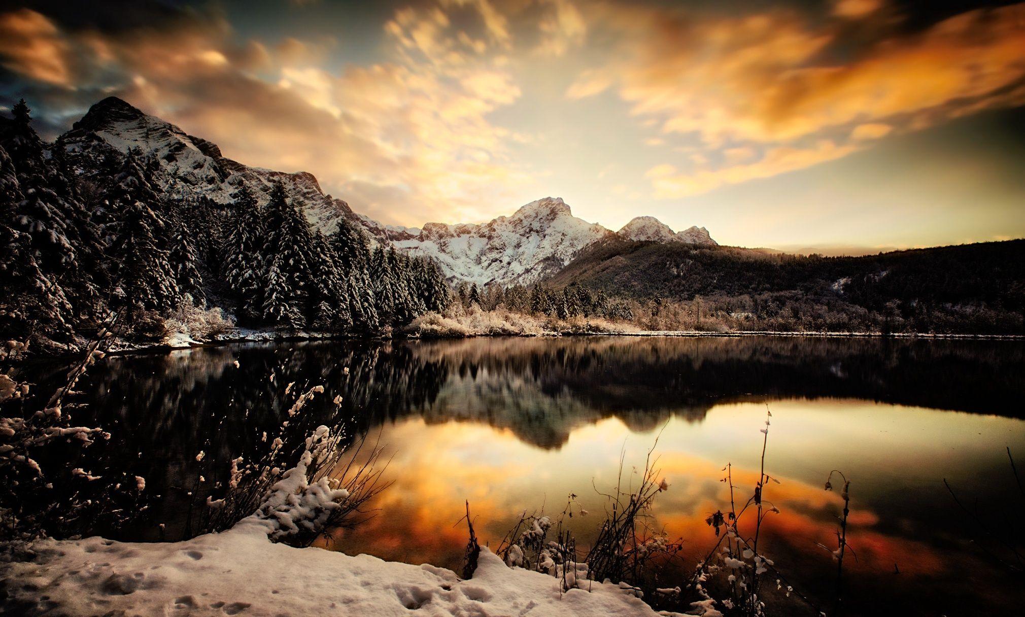 2020x1216 #lake, #winter, #sky, #reflection, #nature, #water, wallpaper. Mocah.org HD Wallpaper
