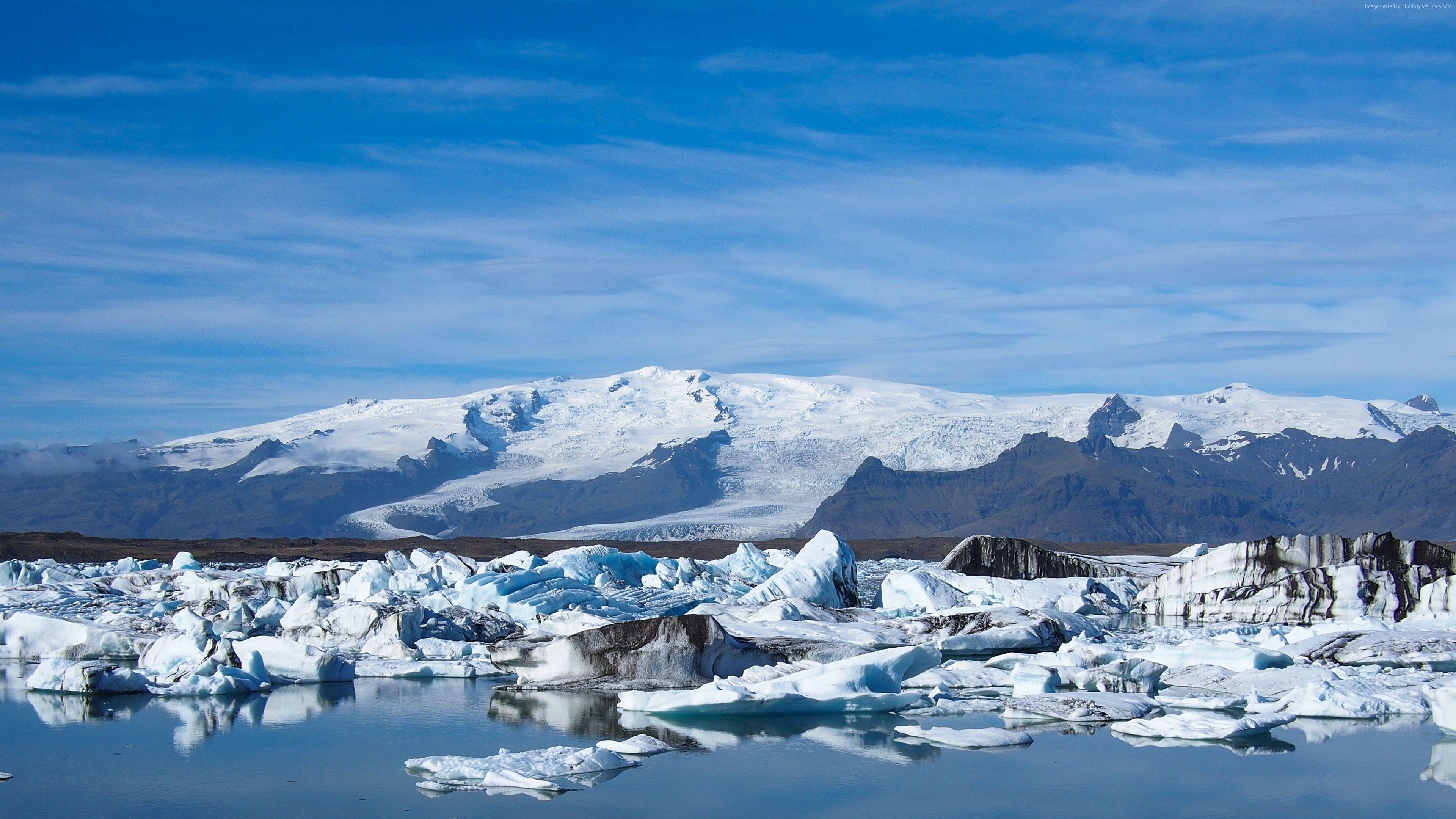 3840x2160 Wallpaper Joekulsarlon, lagoon, ice, ocean, mountains, 4k, Nature Wallpaper Download Resolution 4K Wallpaper
