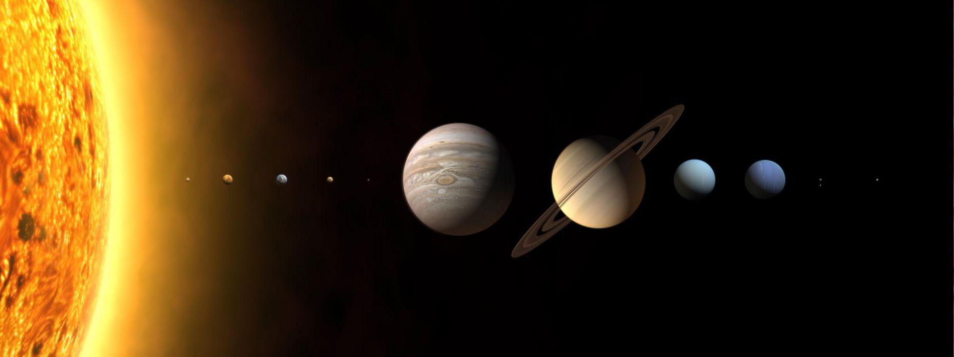 1867x700 Multi Monitor Dual Screen sci fi planets solar system sun moon science wallpaperx1200