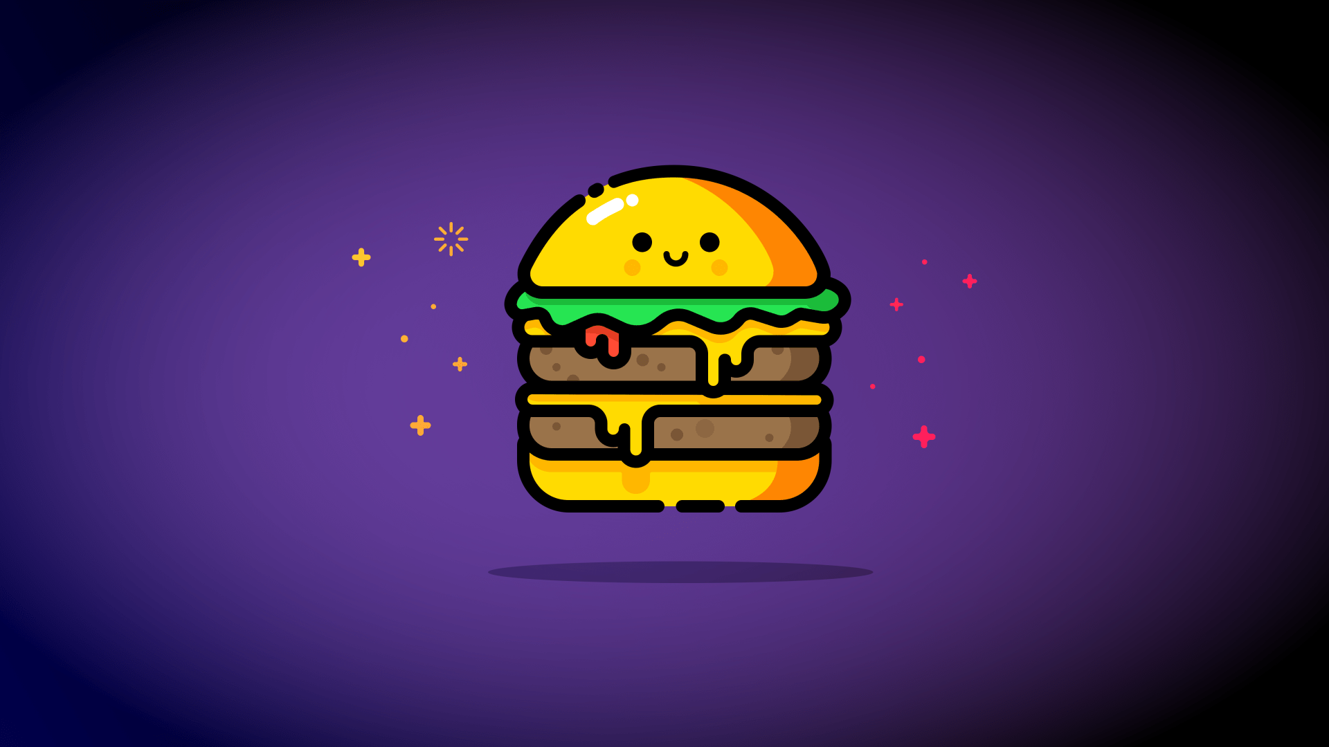 1920x1080 Painted cheerful hamburger on a purple background Desktop wallpaper 1920x1080