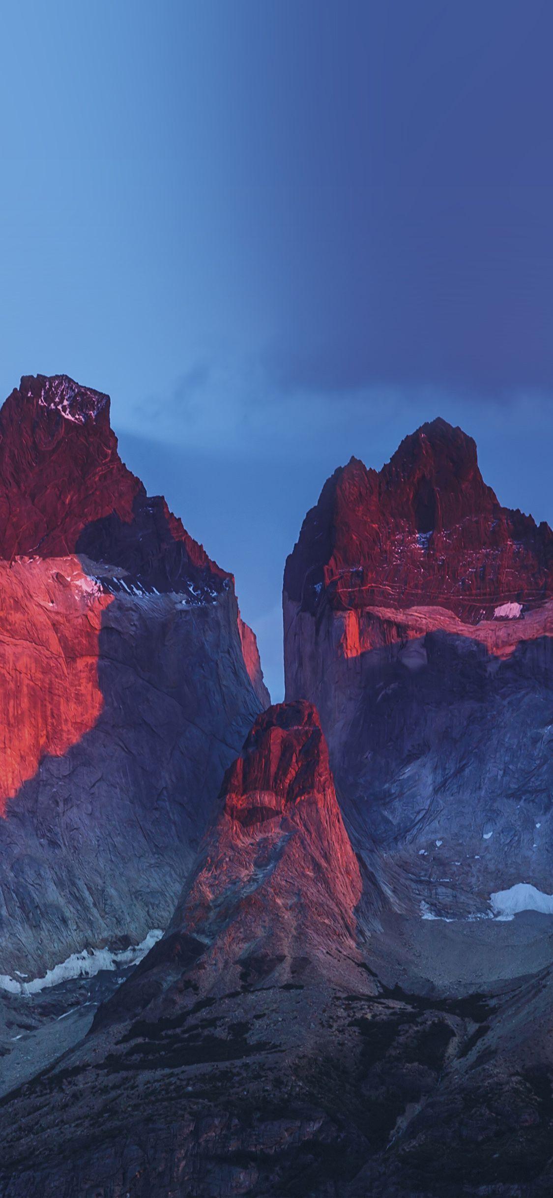 1125x2436 iPhone wallpaper. yosemite mountain red blue nature cold