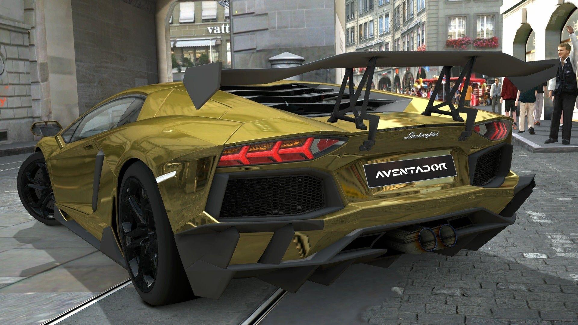 1920x1080 Lamborghini Aventador LP700 4 Gold Chrome, Gran Turismo 5