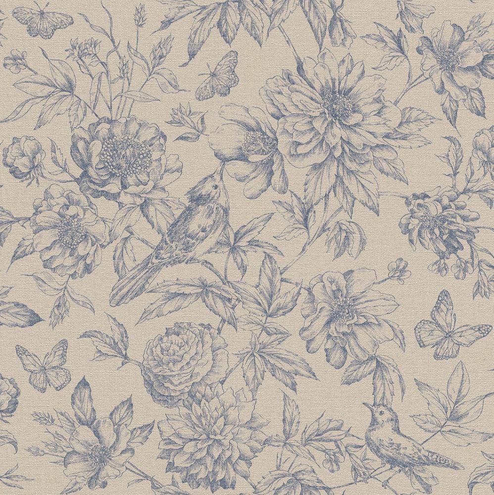 998x1000 Wallpaper floral bird beige grey Rasch Florentine 449471