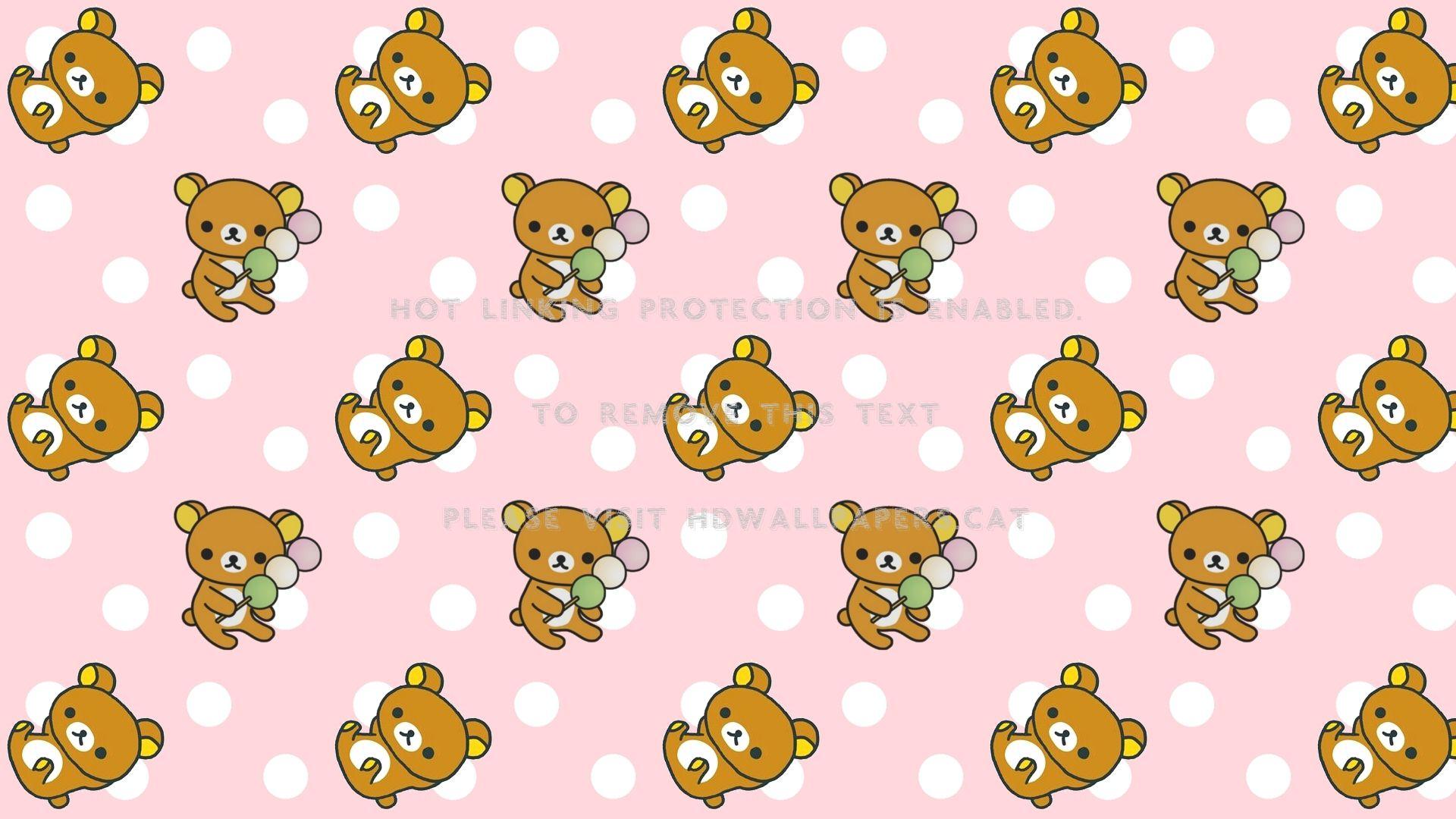 1920x1080 rilakkuma pattern teddy kawaii cute pink
