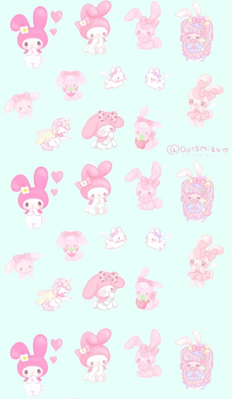 744x1280 art, baby, background, beautiful, beauty, bunny, cartoon, cute art, cute baby, drawing, illustration, kawaii, mint, my melody, pastel, pattern, sanrio, wallpaper, we heart it, beautiful art, pastel color, pastel art, mint color