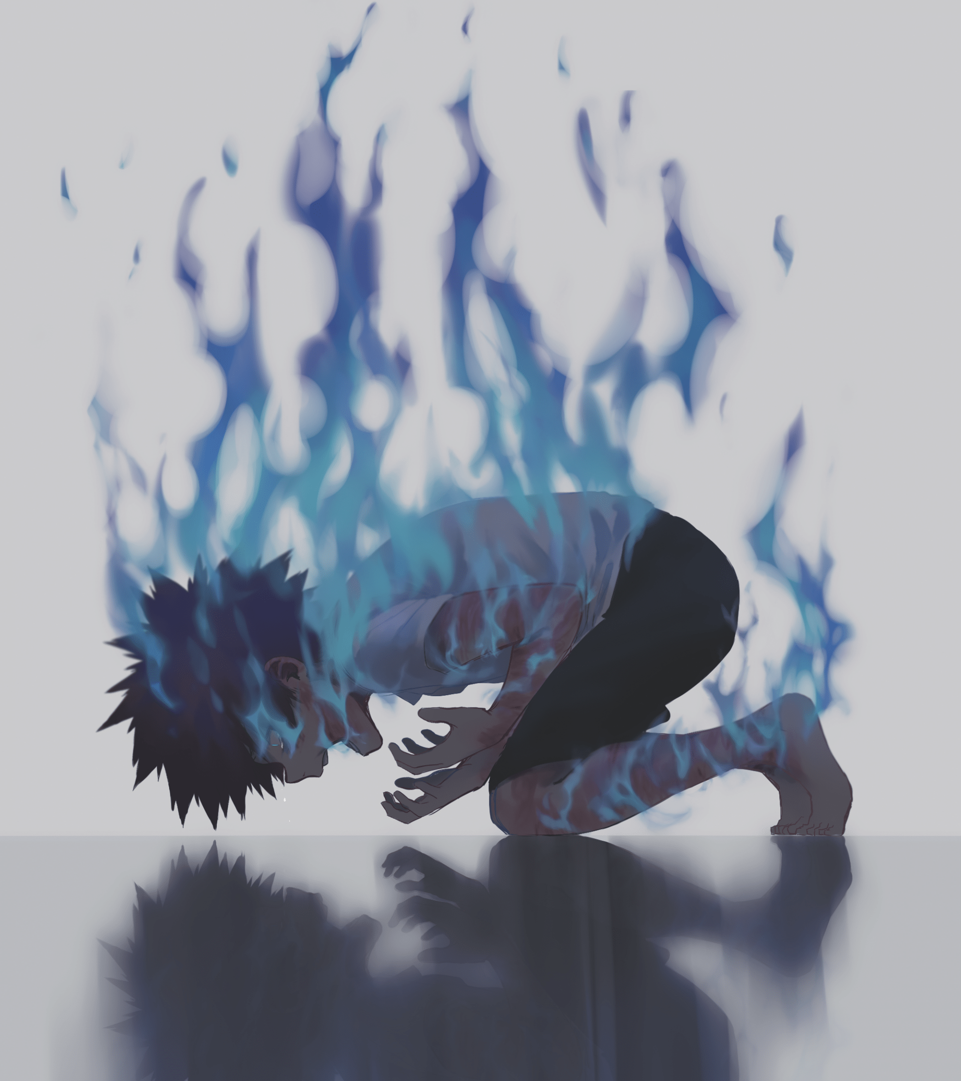 1920x2160 Download 1920x2160 Dabi, Blue Fire, Reflection, Boku No Hero Academia Wallpaper