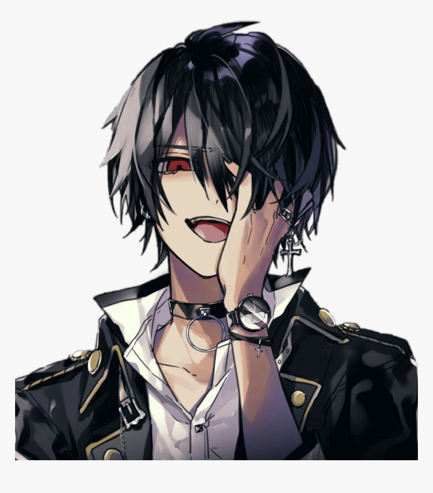 860x978 anime #animeboy #goth #gothicstyle #redeyes #laughing Aesthetic Anime Boy, HD Png Download, Transparent Png Image