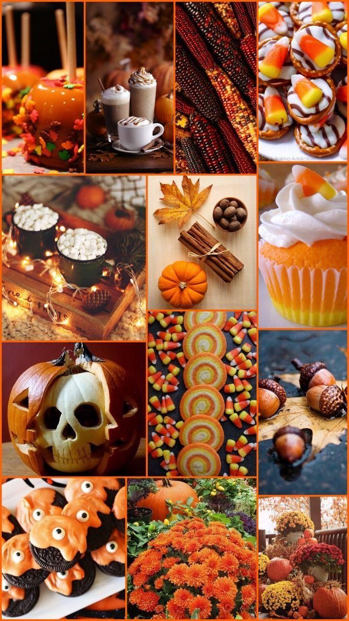 Seamless pattern of Halloween holiday collage with pumpkin web spider  cup decorations Happy Halloween wallpaper and background Stock Photo   Alamy