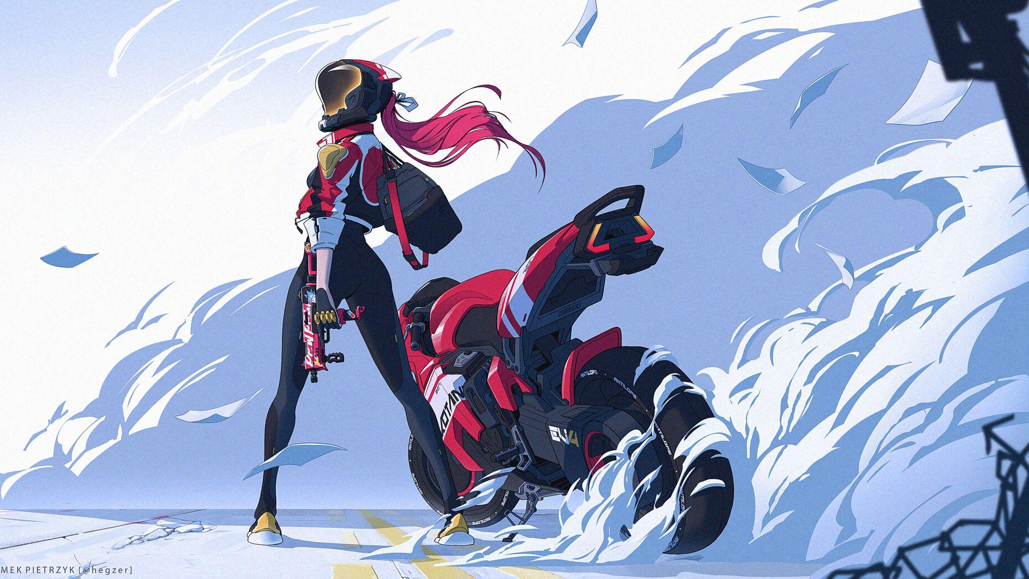 2048x1152 Biker Girl 4k 2048x1152 Resolution HD 4k Wallpaper, Image, Background, Photo and Picture