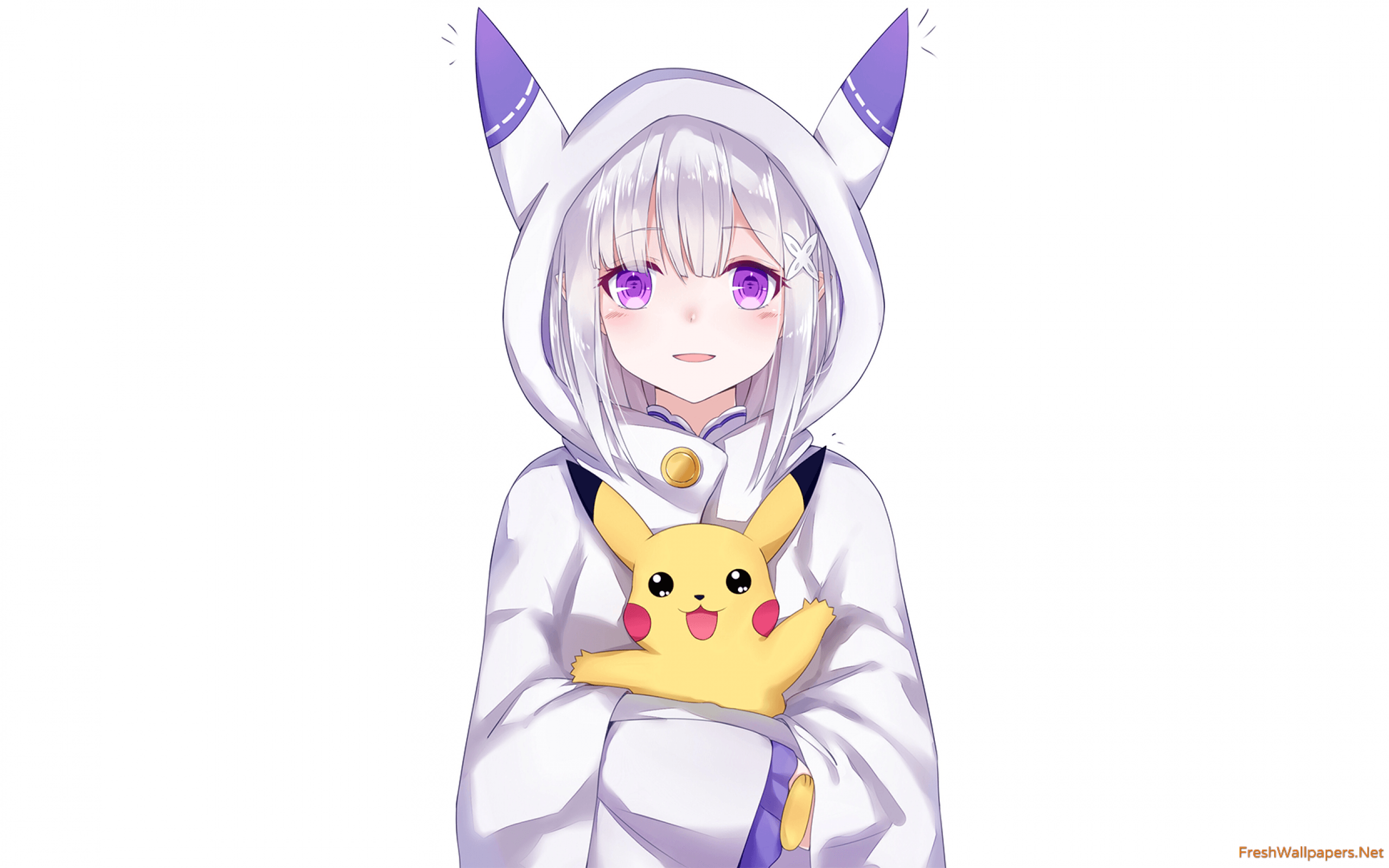 2560x1600 Emilia and Pikachu wallpaper