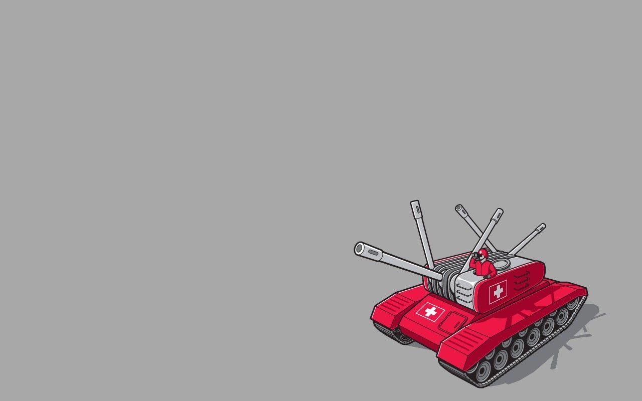 1280x800 minimalism, Swiss flag, Humor, Tank Wallpaper HD / Desktop and Mobile Background