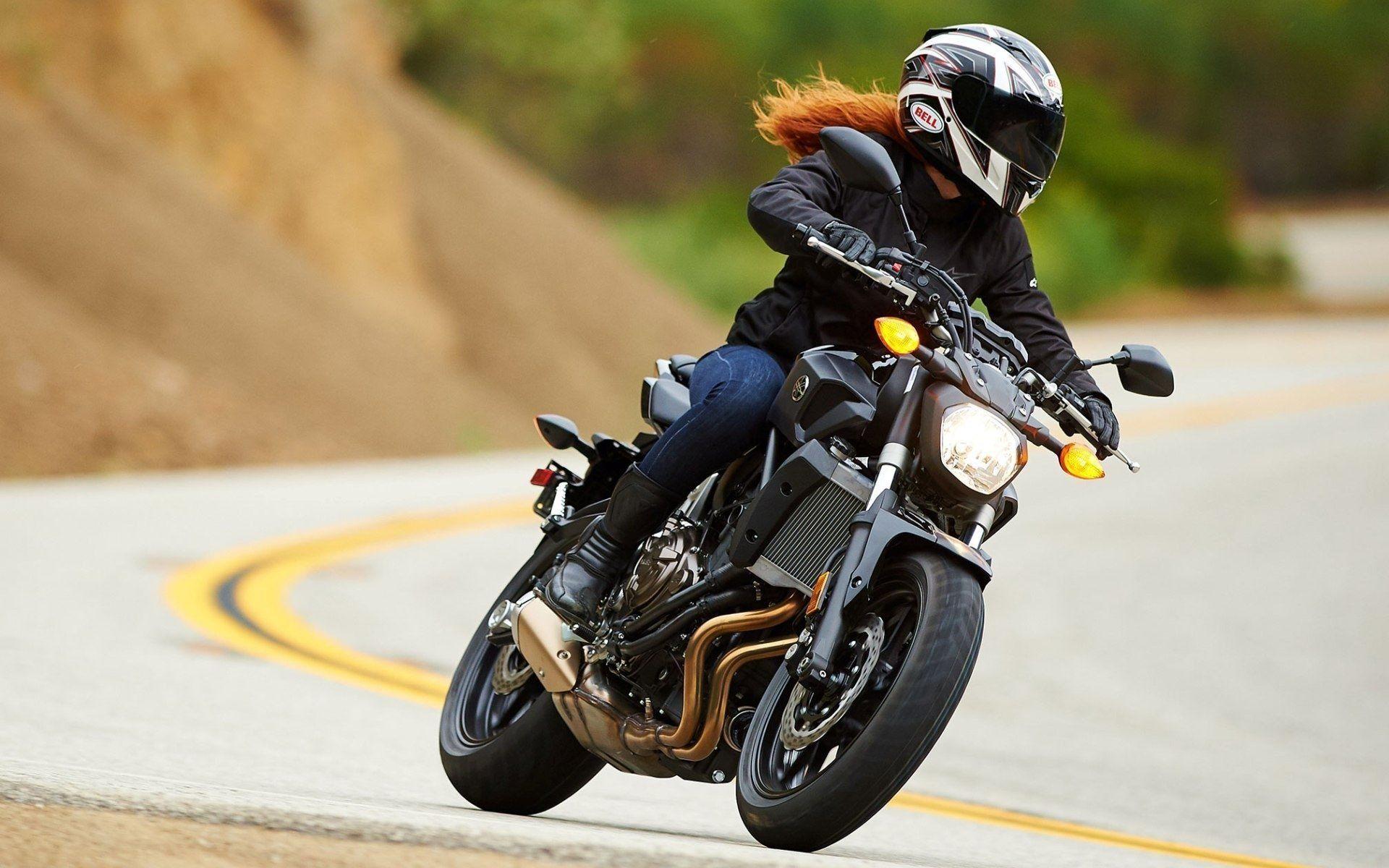 1920x1200 Download wallpaper yamaha, road, biker girl, bike for desktop with resolution 1920x1200. High Quality HD picture wallpaper