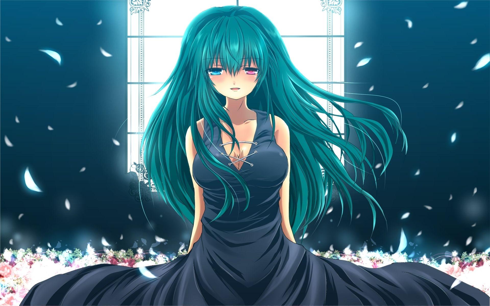 1920x1200 Anime Girl In Blue Dress wallpaper