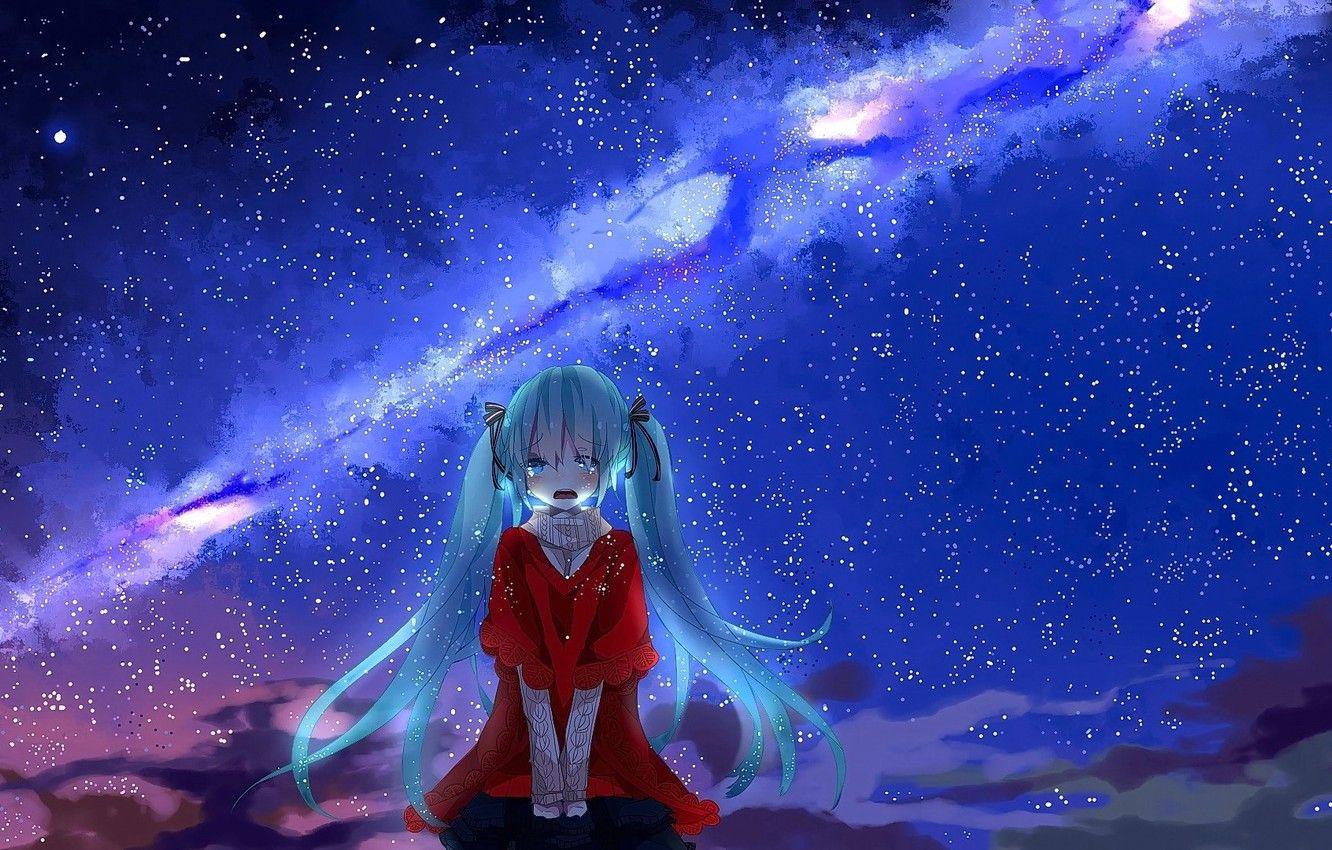 1332x850 Wallpaper sadness, abyss, anime girl image for desktop, section арт
