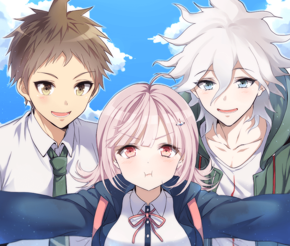 1000x850 nanami chiaki, komaeda nagito, and hinata hajime (danganronpa and 1 more) drawn by mery_(yangmalgage)