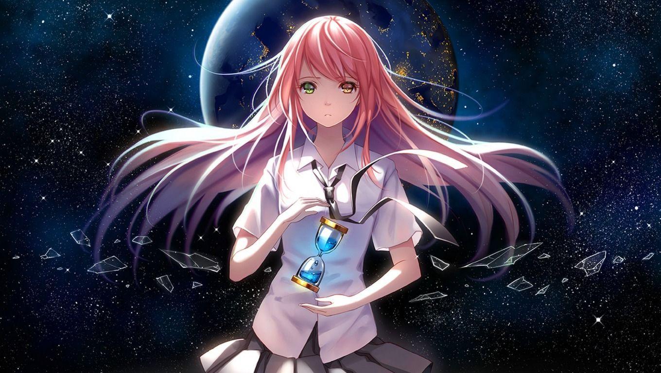 1360x768 Tải xuống hình nền cô gái, không gian, sao, trái đất, đồng hồ đeo tay, hành tinh, anime, nghệ thuật, hình thức, nữ sinh, tidsean, niya, phần tâm trạng trong r.  Anime, Tác phẩm nghệ thuật anime, Hình nền anime
