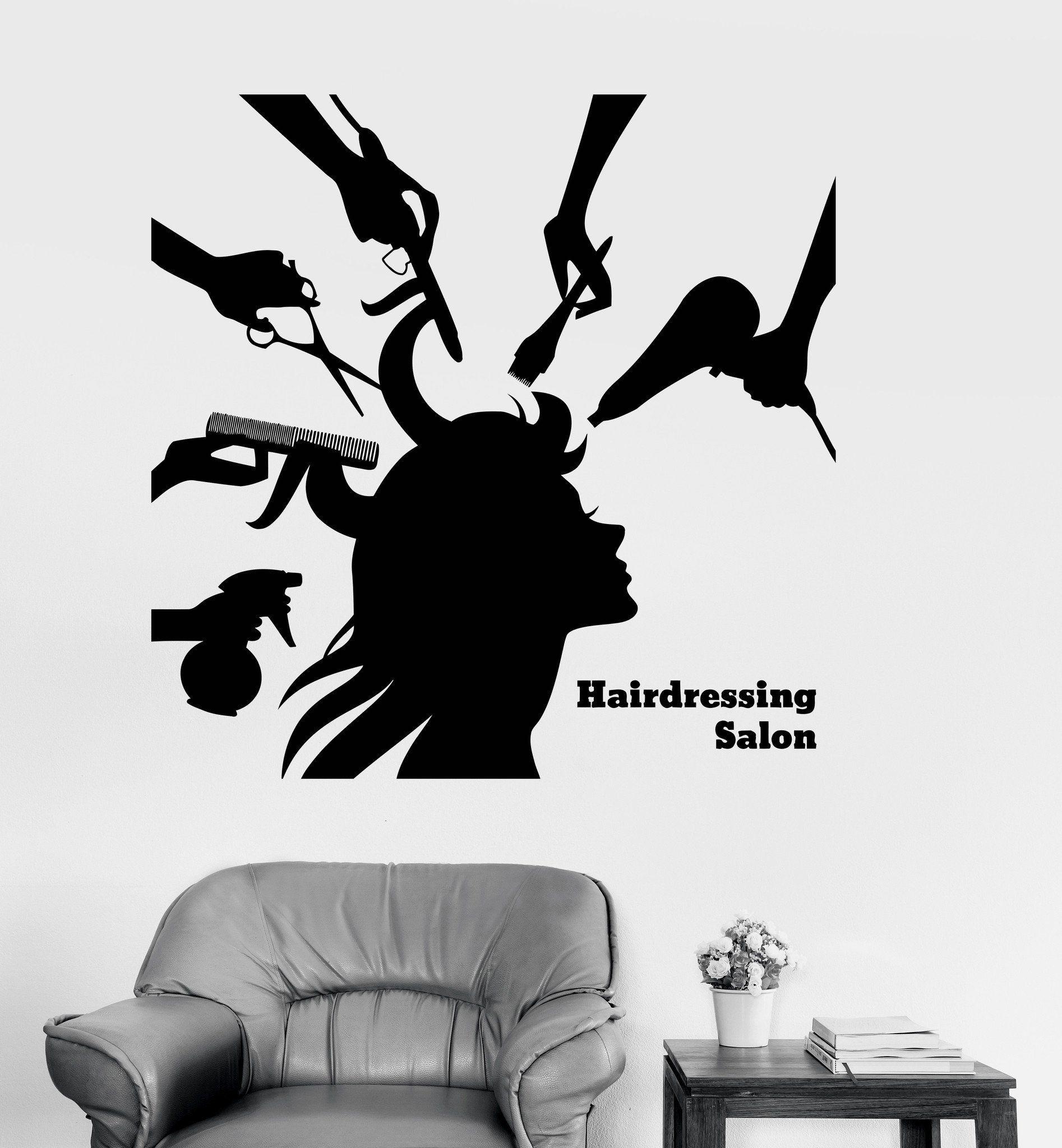 1894x2048 Vinyl Wall Decal Hairdressing Salon Beauty Hair Woman Barbershop Stickers Unique Gift (ig3200). Hair and beauty salon, Hair salon interior, Salon wallpaper