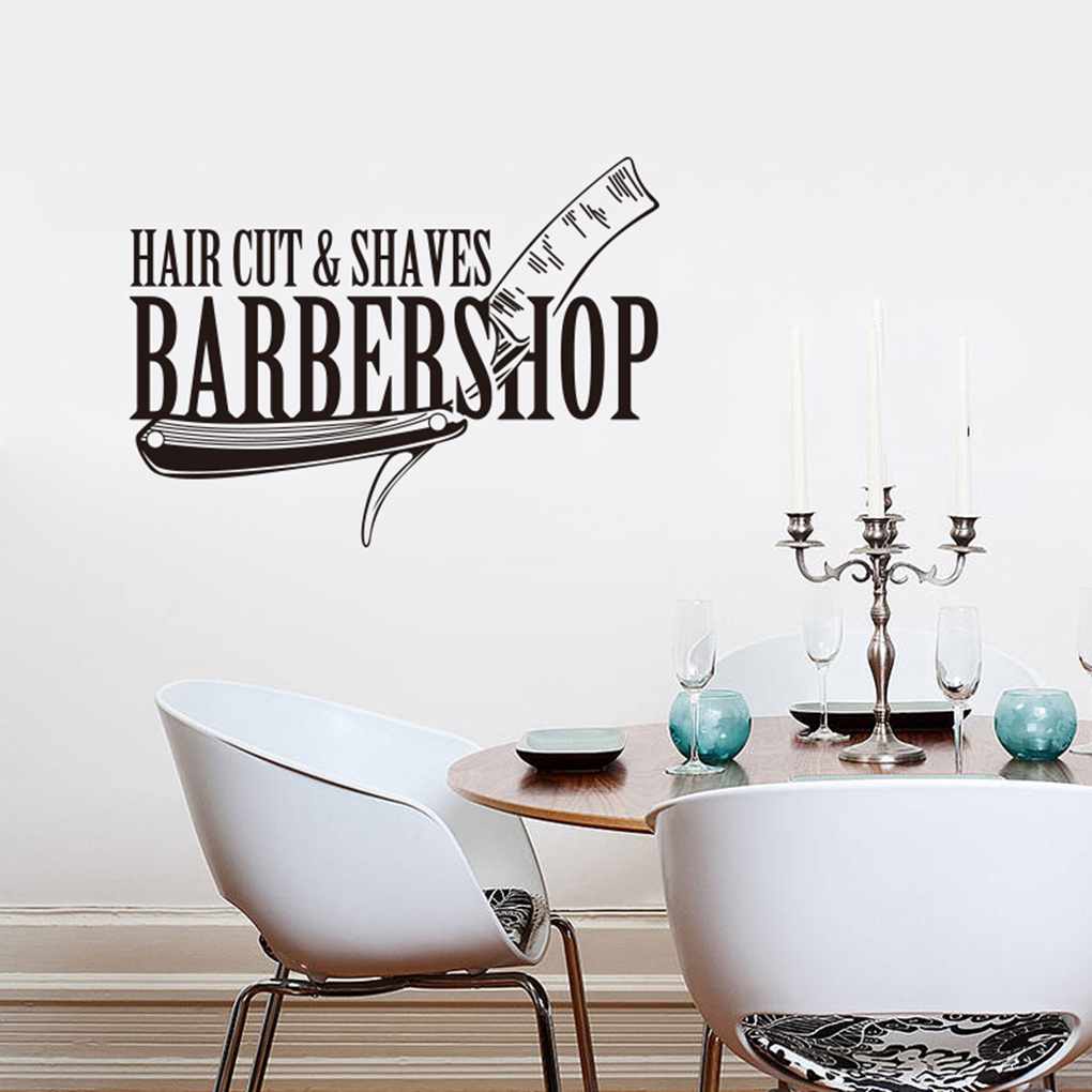 1020x1020 Hair Cut Shaves Stylist Wall Sticker Barbershop Hair Salon PVC Wallpaper Bedroom TV Sofa Background Decals