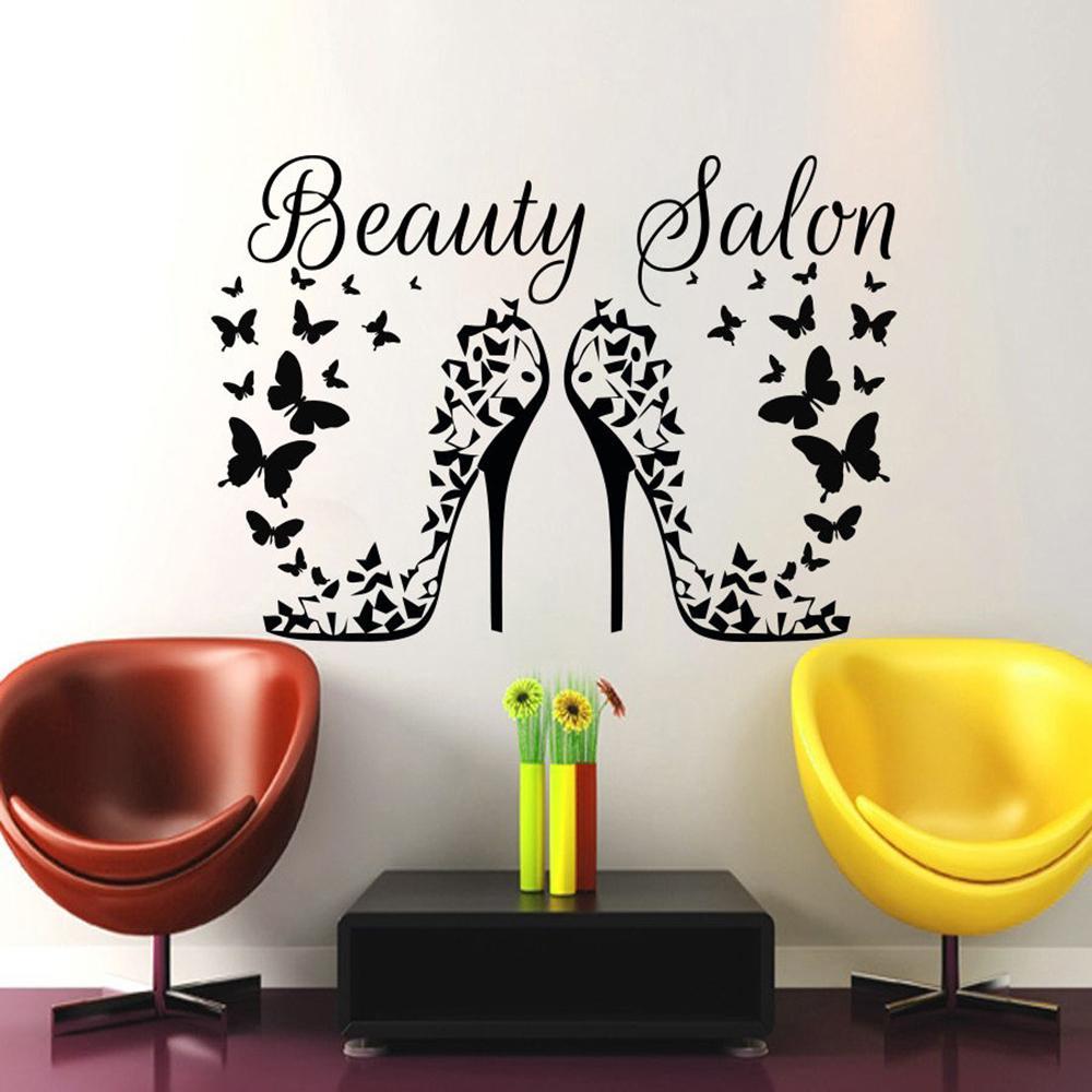1000x1000 Hair Wall Decal Beauty Salon Stickers Decals Hair Girl Woman Room Decor Butterfies Vinyl Sticker Make Up Cosmetic Wallpaper Z933