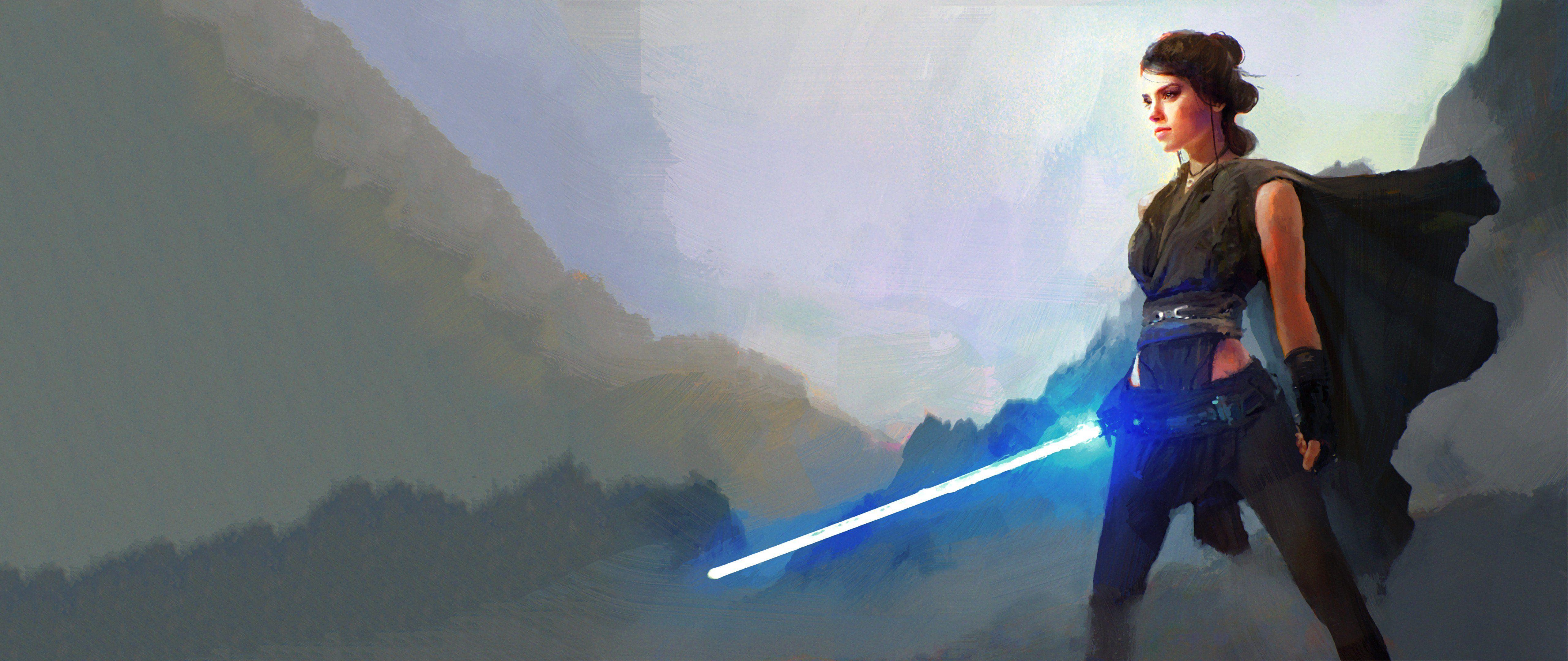 5120x2160 Star Wars, Rey (from Star Wars), Star Wars: The Last Jedi, Movies, Artwork, Lightsaber, Ultrawide, Ultra wide Wallpaper HD / Desktop and Mobile Background