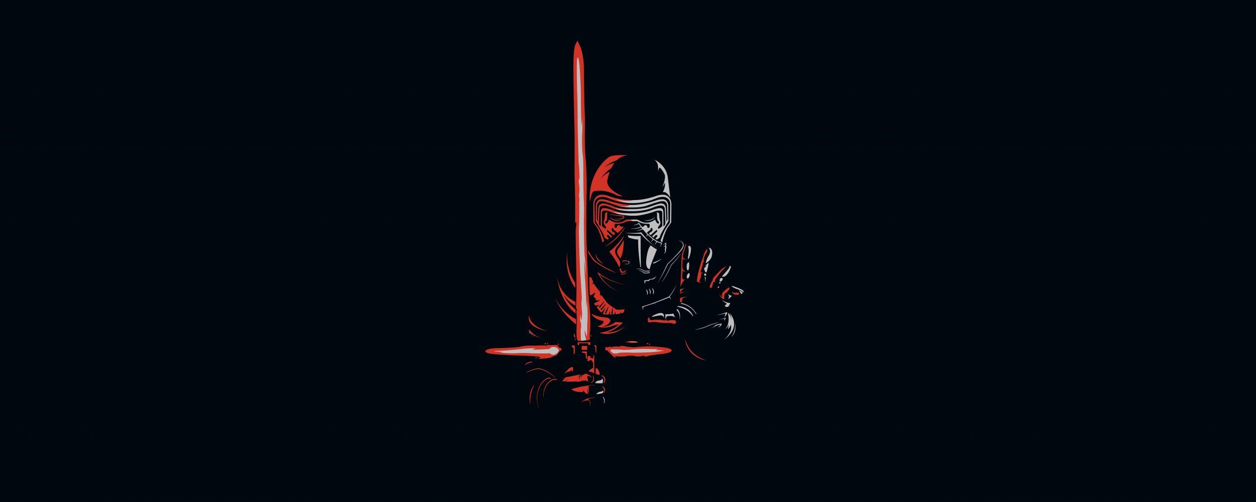 2560x1024 Download Kylo Ren, minimal, artwork, villain, star wars wallpaper, 2560x Dual Wide, Wide 21: Widescreen