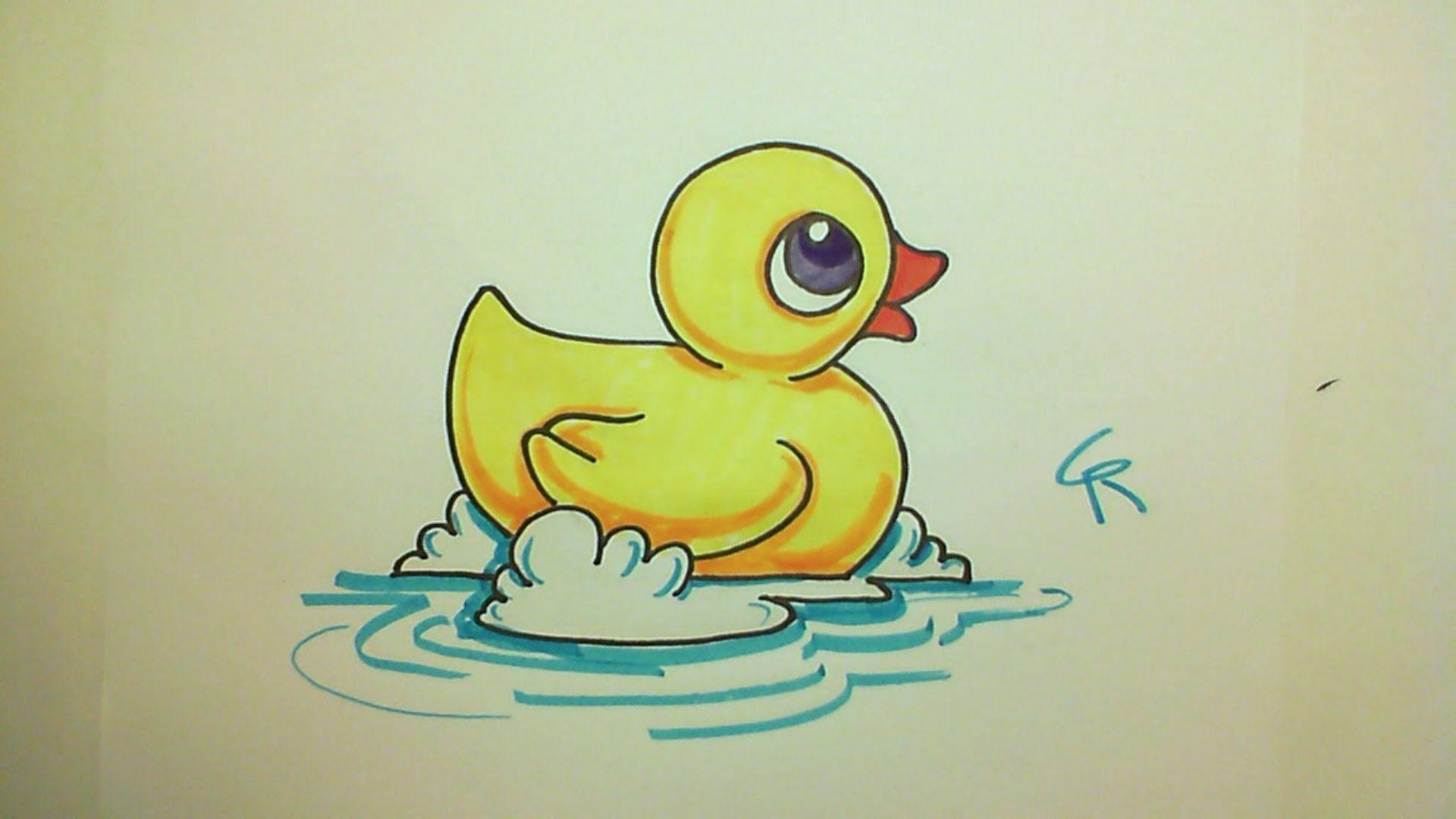 1920x1080 Learn How to Draw A Cute Rubber Ducky - iCanHazDraw!. Baby cartoon drawing, Duck drawing, Cute cartoon wallpaper