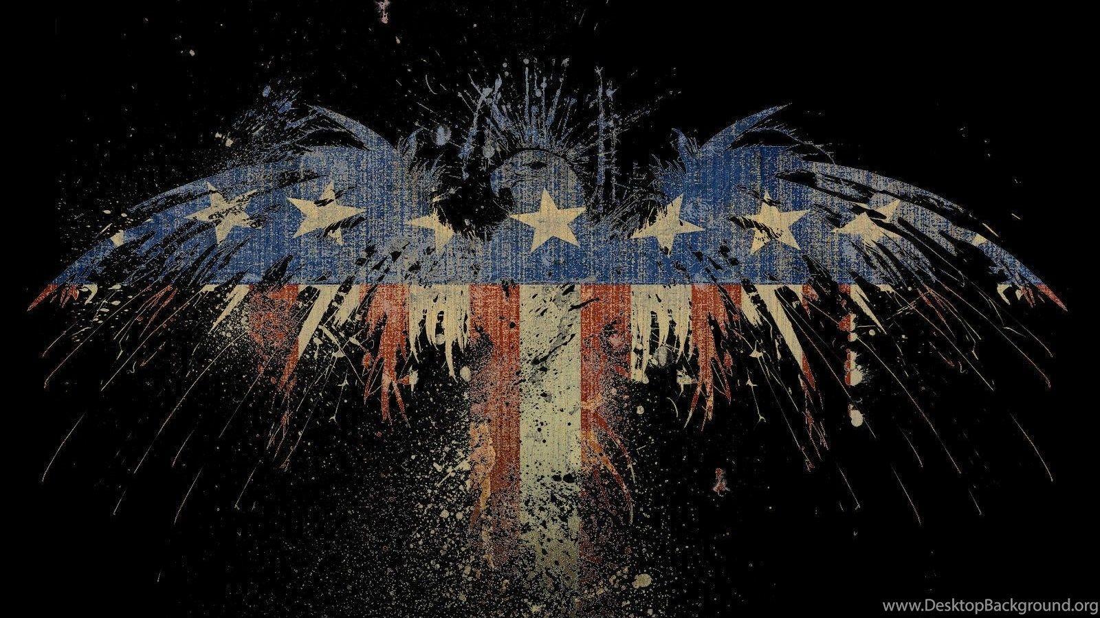 1600x900 American flag with eagle wallpaper Desktop Background