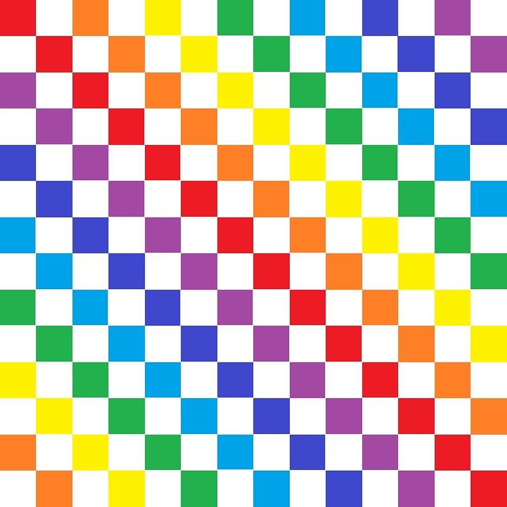 1000x1000 Neon Rainbow Checkered Wallpaper