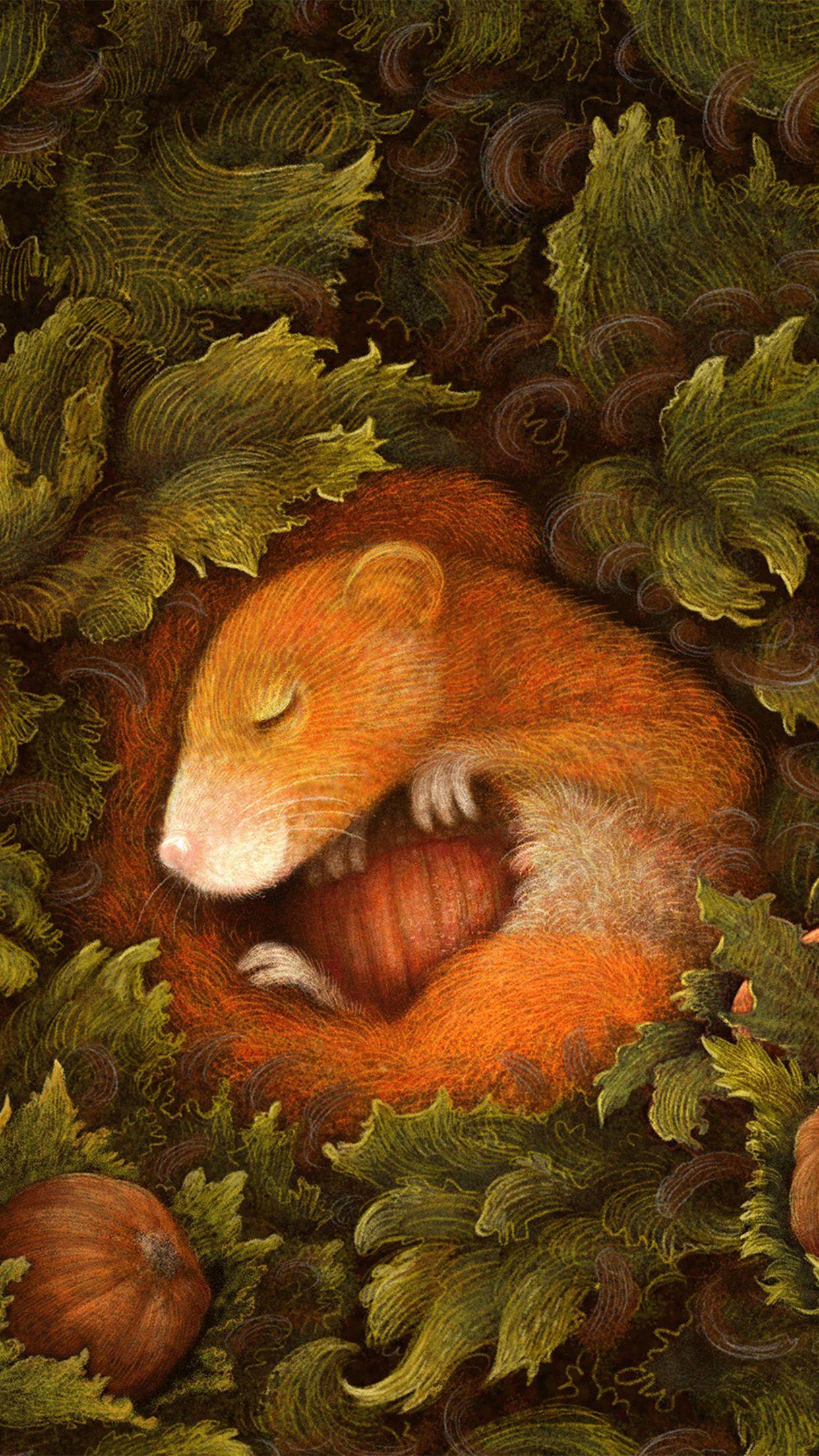 1242x2208 Cute Squirrel Art Animal Illustration Anime Wallpaper