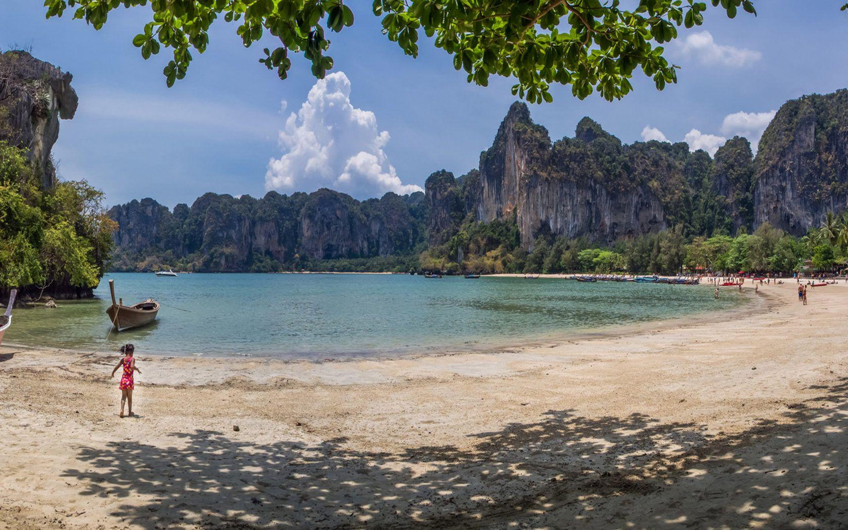 1680x1050 Railay Beach Beach in Thailand Asia Panorama Wallpaper Widescreen HD resolution 2560x1440 :
