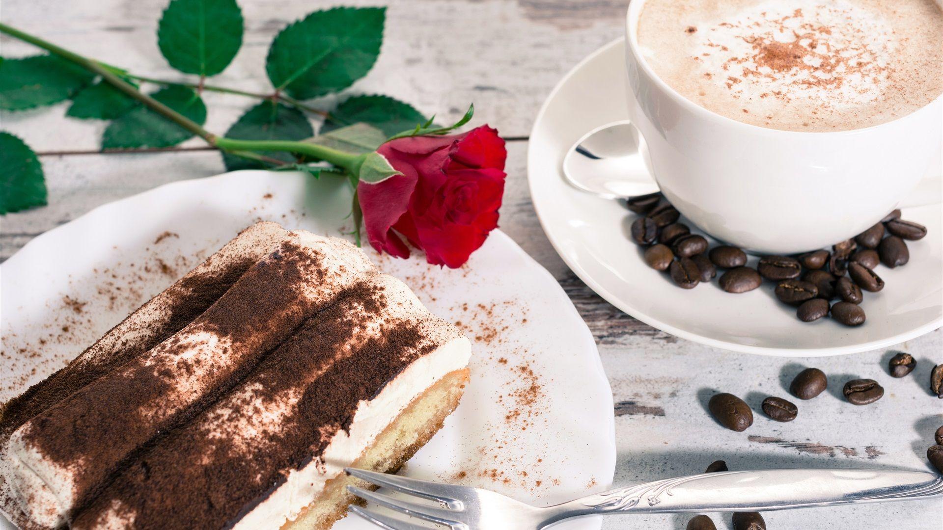 1920x1080 Dessert, Tiramisu, Cake, Coffee, Rose 1080x1920 IPhone 8 7 6 6S Plus Wallpaper, Background, Picture, Image