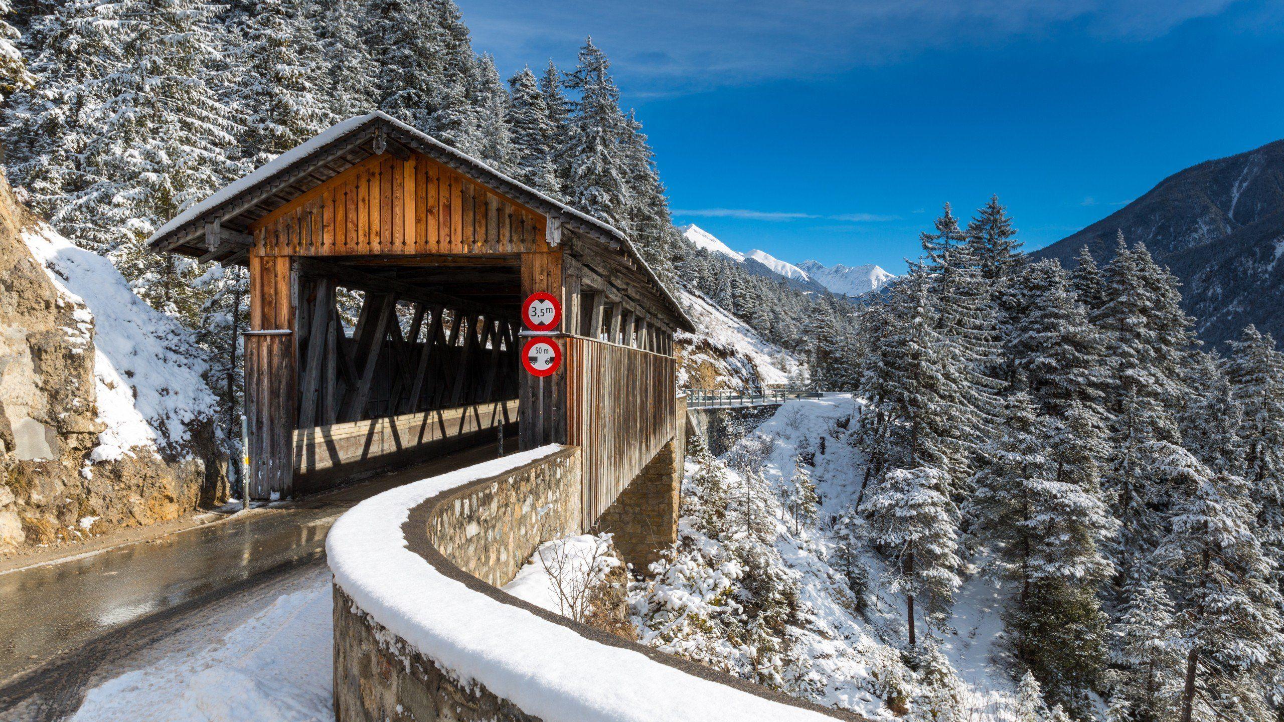 2560x1440 bridge, Switzerland, Snow Wallpaper HD / Desktop and Mobile Background