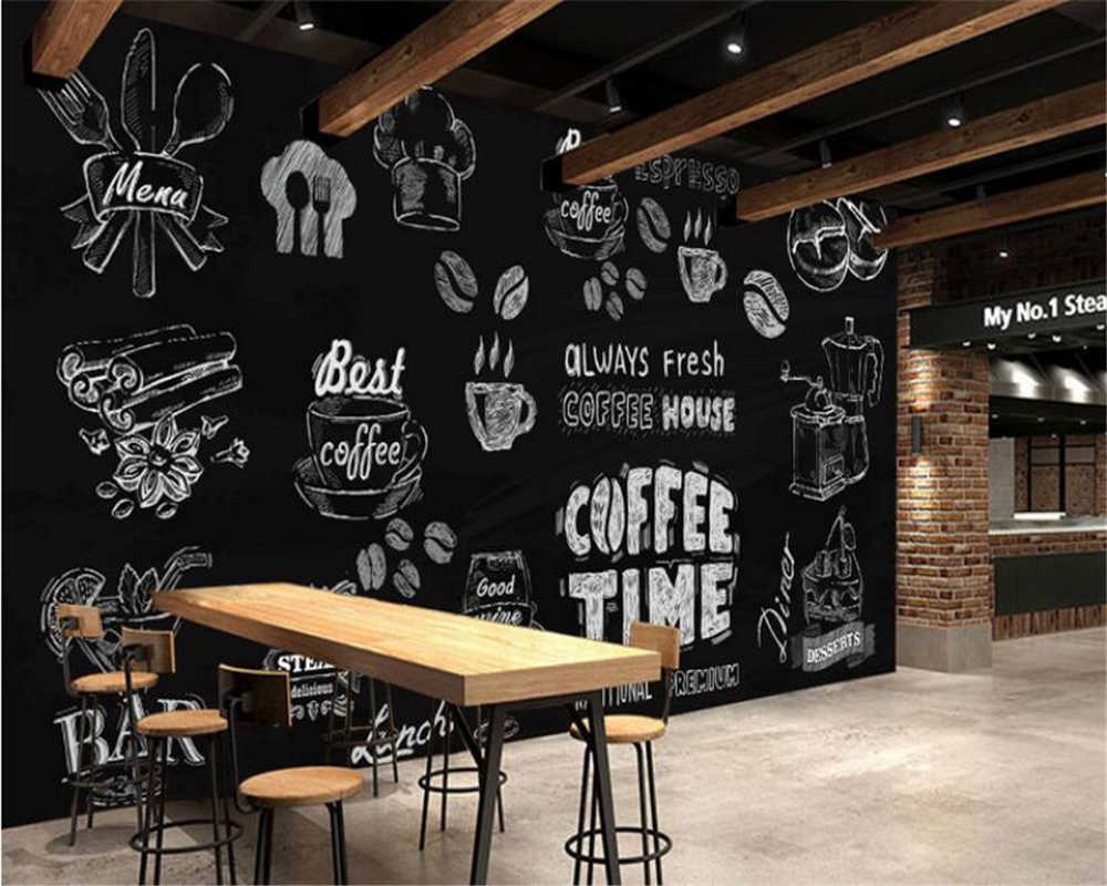 1000x800 Beibehang 3D Wallpaper Black and White Handmade Coffee Dessert Background mural Cafe Restaurant Background Mural wallpaper 3D. mural wallpaper 3D. 3D wallpapermural wallpaper
