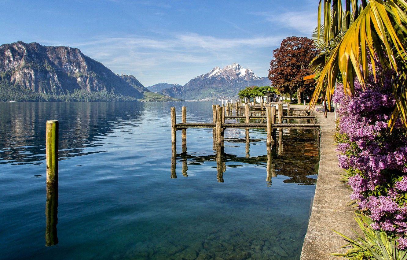 1332x850 Wallpaper mountains, lake, Switzerland, Switzerland, Weggis, Canton of Lucerne image for desktop, section пейзажи