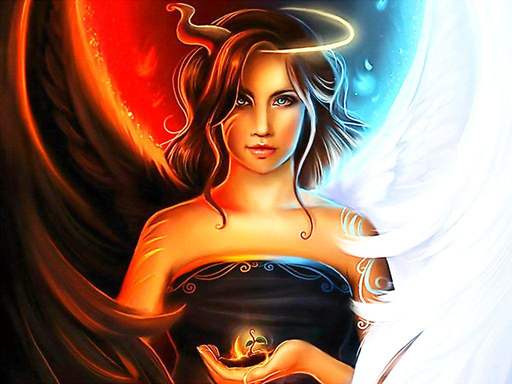 1024x768 Angels And Devils Wallpaper