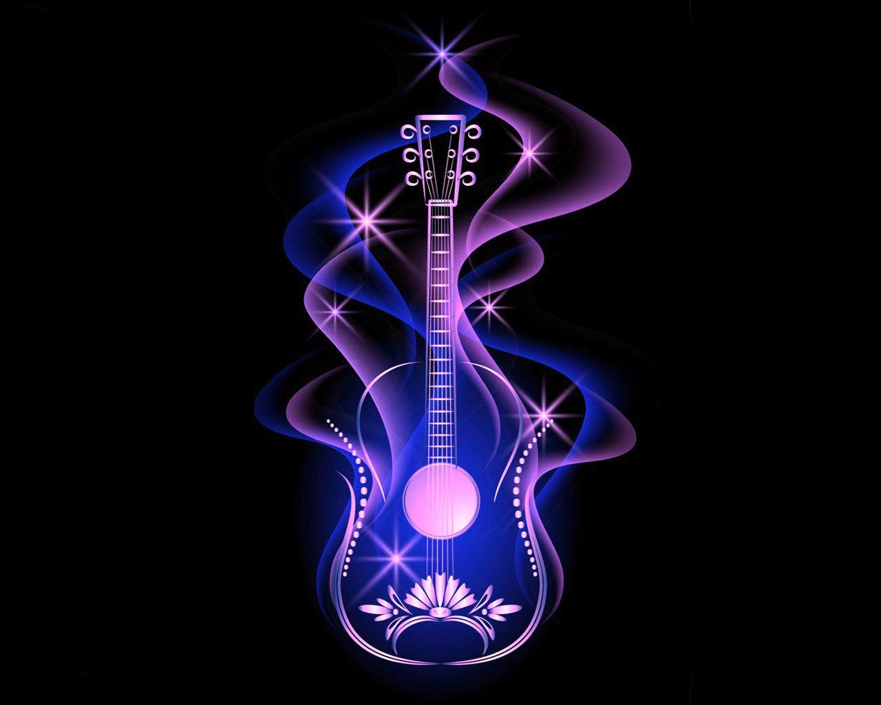 1280x1024 Cool Puple Glowing Guitar Wallpaper HD With Cool Background HD Wallpaper