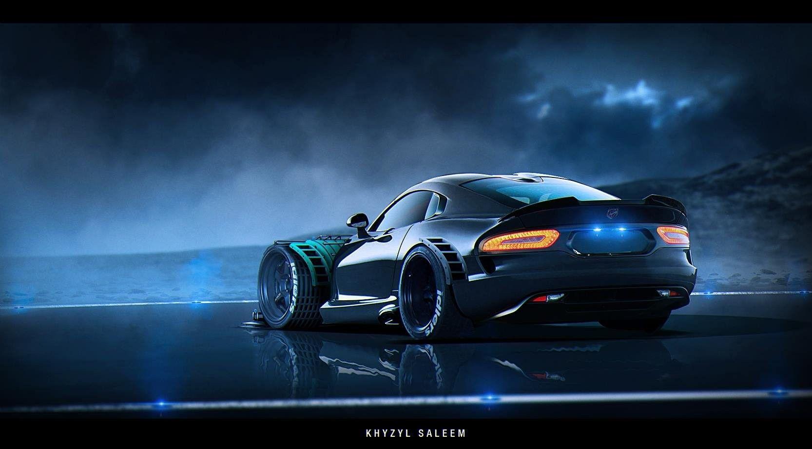 1666x921 car, Stance, KhyzylSaleem, Dodge, Dodge Viper, Futuristic Wallpaper