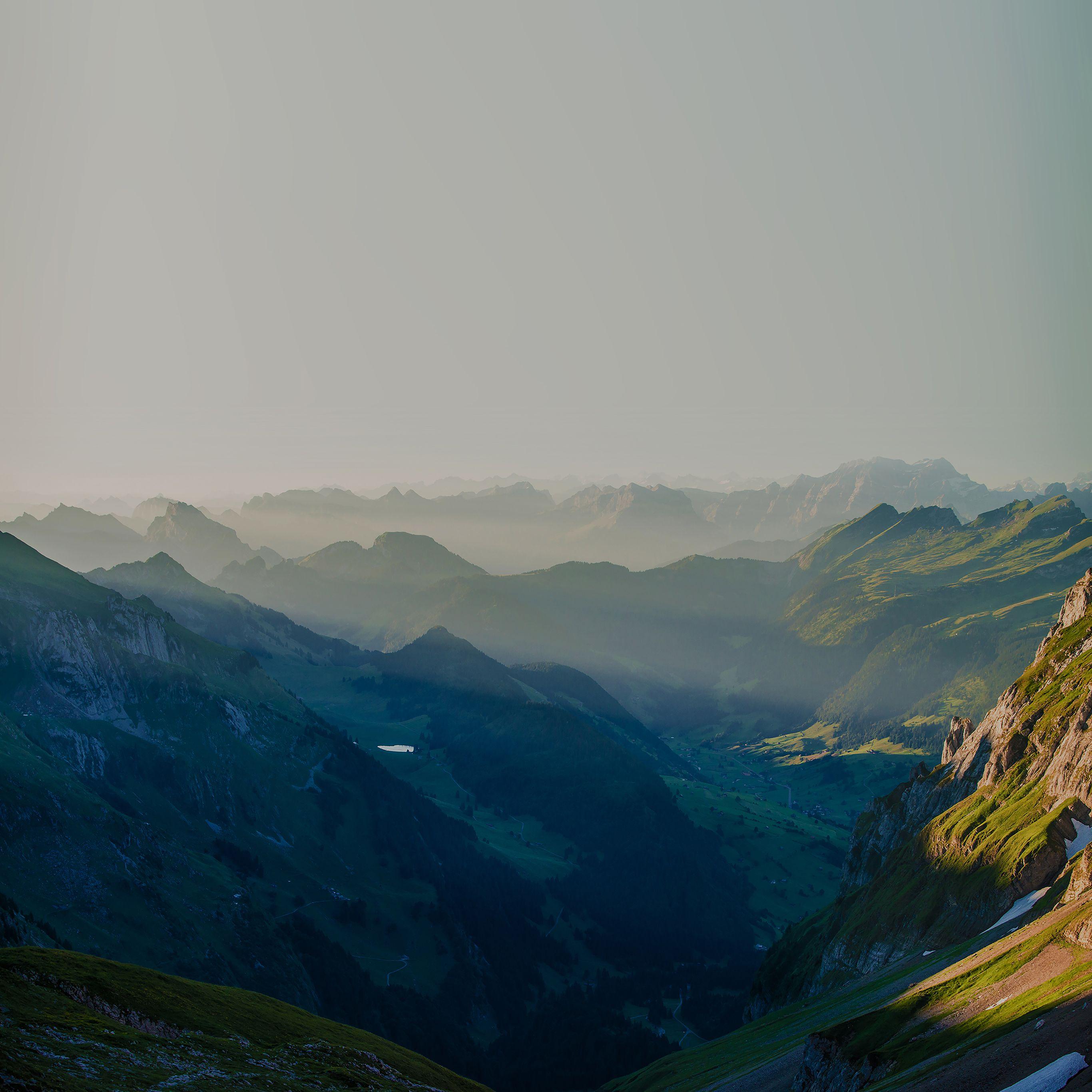 2732x2732 Swiss Mountain Hill Darken Alps Nature Wallpaper