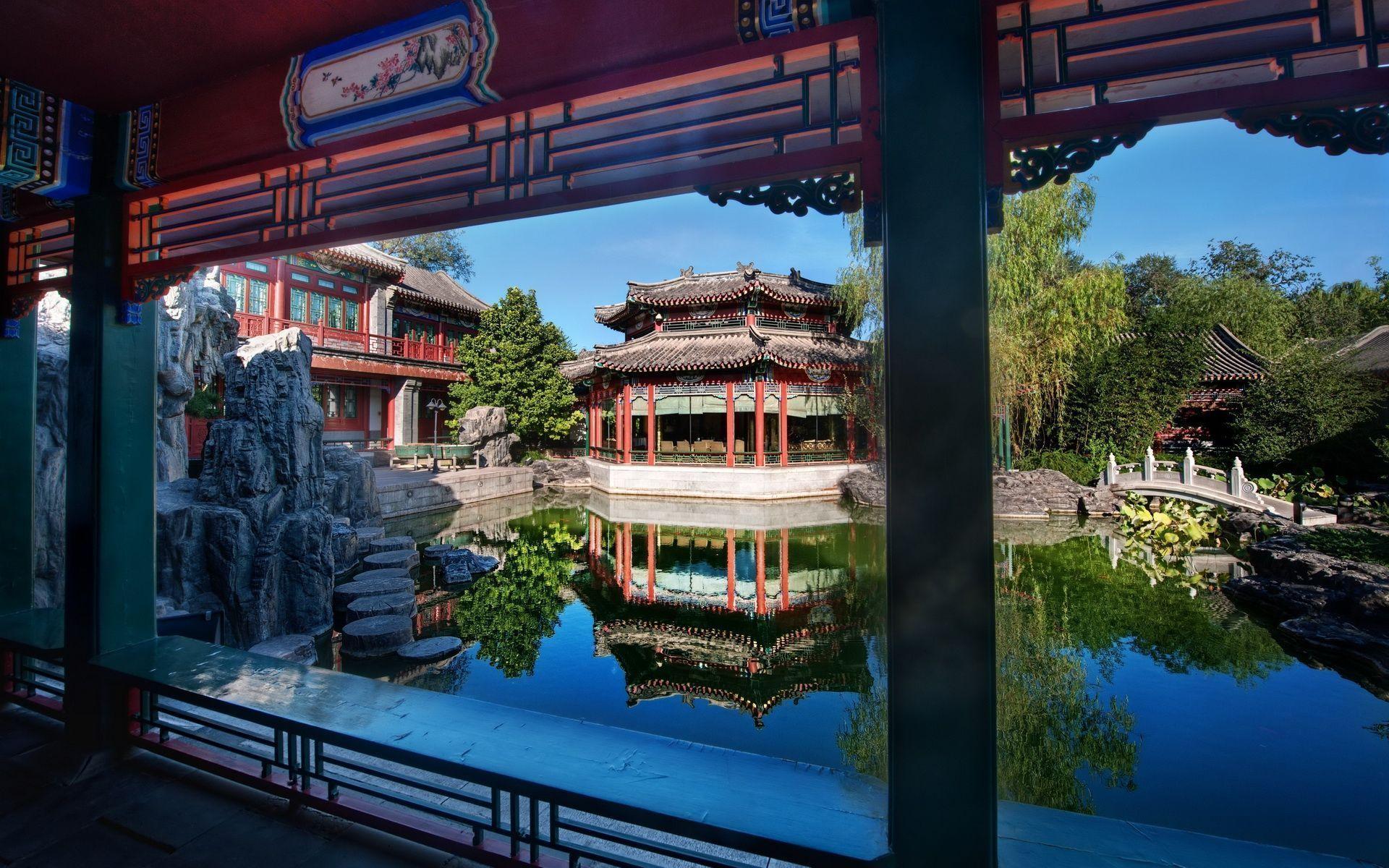 1920x1200 Ancient: Temple Japanese Lake Oriental Japan Desktop Wallpaper